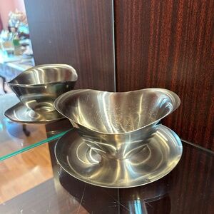 Royal Dolphin Staainless Steel Bown with Under-plate Japan Gravy Bowl 3.5" High
